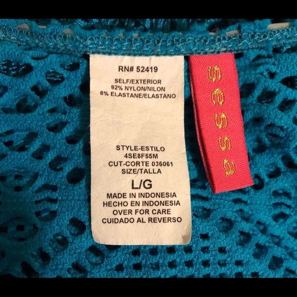 Sessa Turquoise Crochet Swimsuit Coverup w/Tassels,Size-Large - Picture 6 of 6